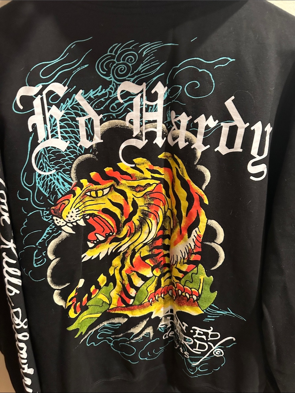 Ed Hardy Black Zip-Up Crawling Tigers Hoodie - Picture 5 of 10